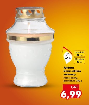 Znicz szklany zalewany różne kolory 60 h promocja w Kaufland