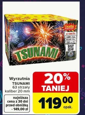 Wyrzutnia TSUNAMI 63 strzały kalibер 20 mm promocja w Carrefour Market