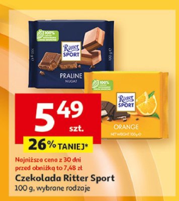 Czekolada deserowa z nadzieniem pomarańczowym Ritter sport promocja
