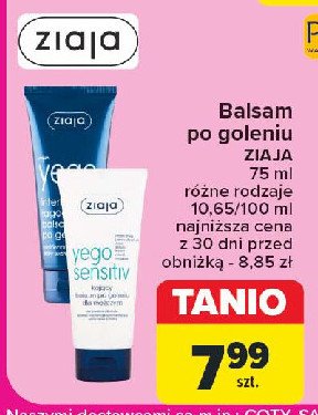 Balsam po goleniu kojący Ziaja yego sensitiv promocja