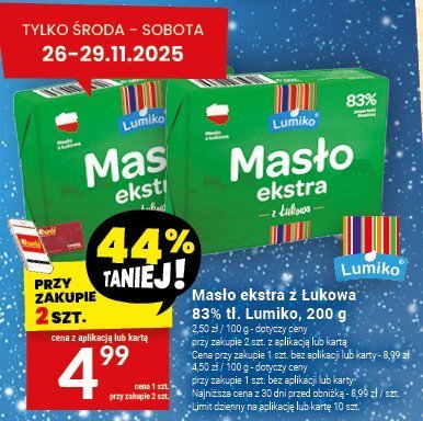 Masło ekstra z Łukowa z soli lub Lumiko, 200 g promocja w Twój Market