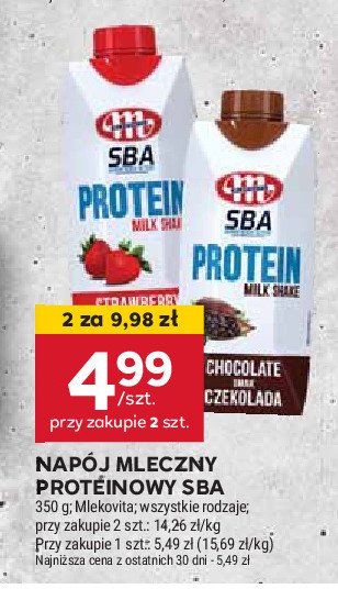 Mleczny napój proteinowy czekolada Mlekovita sba promocja w Stokrotka