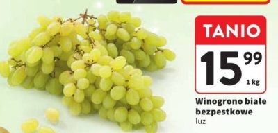 Winogrono białe bezpestkowe promocja w Intermarche