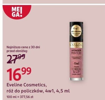 Róż Eveline Cosmetics do policzków, 4w1, 4,5 ml promocja w Rossmann
