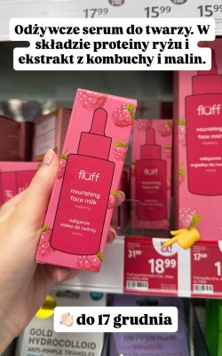 Serum odżywcze do twarzy Fluff nourishing face milk malina promocja w Rossmann