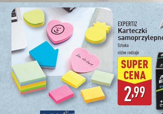 Karteczki samoprzylepne jabłko i ananas Expertiz promocja w Aldi