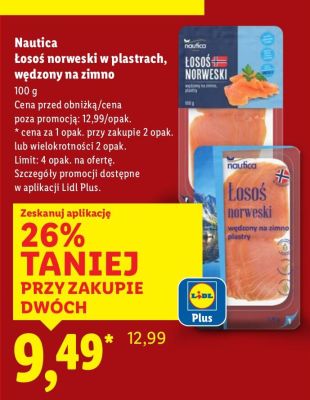 Łosoś norweski w plastrach, wędzony na zimno promocja w Lidl