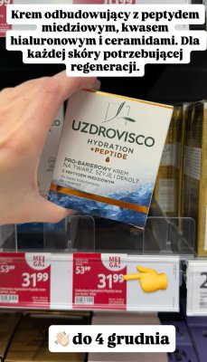Krem pro-barierowy na twarz, szyję i dekolt z peptydem miedziowym Hydration+Peptide  promocja w Rossmann