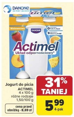 Jogurt do picia ACTIMEL różne rodzaje promocja w Carrefour Market