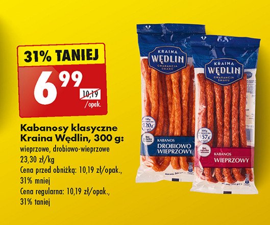 Kabanosy klasyczne wieprzowe Kraina wędlin promocja