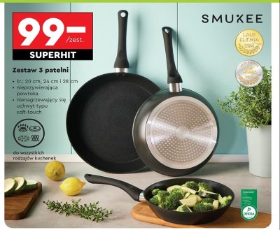 Komplet patelnii 20 cm + 24 cm + 28 cm Smukee promocja