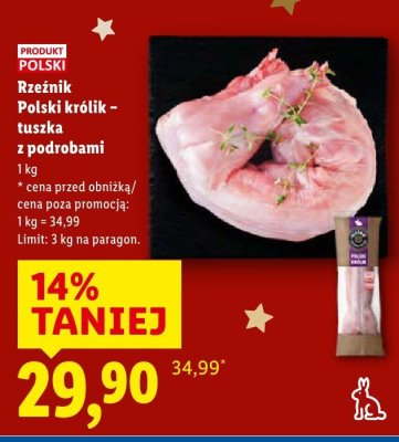 Rzeźnik Polski królik - tuszka z podrobami promocja w Lidl