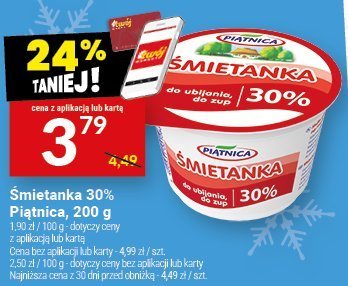 Śmietanka 30% Piątnica, 200 g promocja w Twój Market