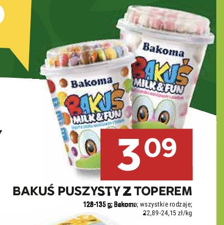 Jogurt wanilia z drażami Bakoma bakuś promocja