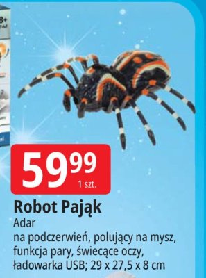 Robot Pająk Adar na podczerwień, polujący na mysz, funkcja świecące oczy, ładowarka USB promocja w Leclerc