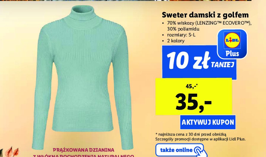 Sweter damski z golfem rozm. s-l Ecovero promocja
