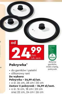 Pokrywka do garnków i patelni, silikonowy rant o śr. 30 cm promocja w Biedronka