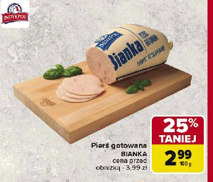 Pierś z indyka gotowana bianka Indykpol promocja w Carrefour