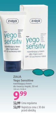 Krem ZIAJA Yego Sensitive nawilżający krem do twarzy męski, 50 ml promocja w Hebe