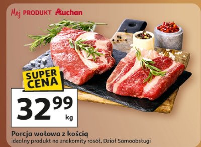 Porcja wołowa z kością, idealny produkt na znakomity rosół, Dział Samoobsługi promocja w Auchan
