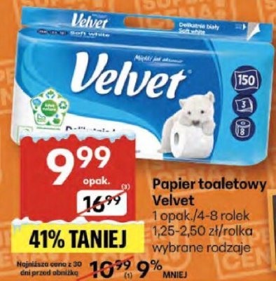 Papier toaletowy Velvet promocja w Delikatesy Centrum