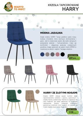 Krzesło tapicerowane HARRY - niebieskie promocja w HIPPER.pl