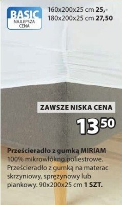 Prześcieradło z gumką MIRIAM 90x200x25 cm promocja w Jysk