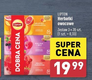 Herbat grejpfruit i pomarańcza + malina i bez + malina i żurawina Lipton zestaw herbat promocja