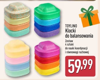 Klocki do balansowania TOYLINO - zestaw 4 sztuki do nauki koordynacji i równowagi ruchowej promocja w Aldi