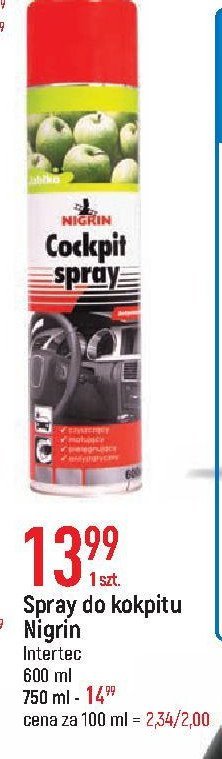 Spray do kokpitu jabłkowy Nigrin promocja