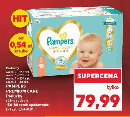 Pieluszki 3 Pampers premium care promocja w Kaufland