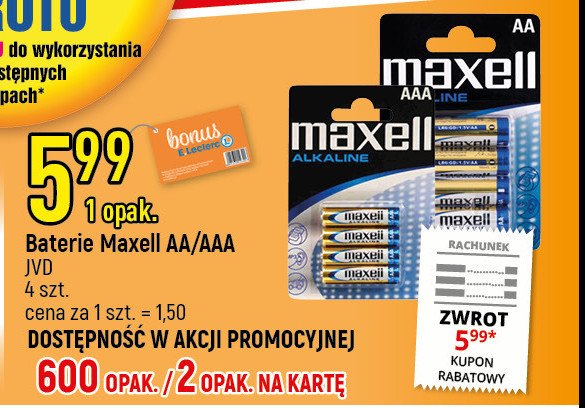 Baterie alkaliczne lr6 Maxell promocja