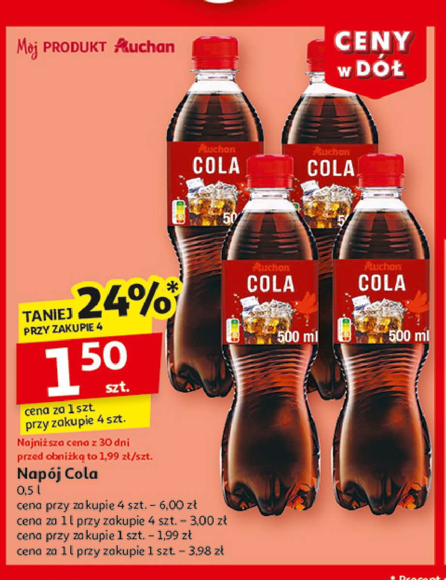 Napój cola Auchan różnorodne (logo czerwone) promocja