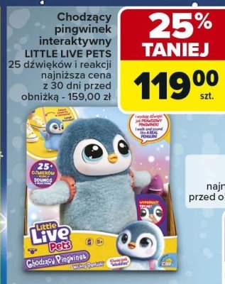 Chodzący pingwinek interaktywny LITTLE LIVE PETS 25 dźwięków i reakcji promocja w Carrefour