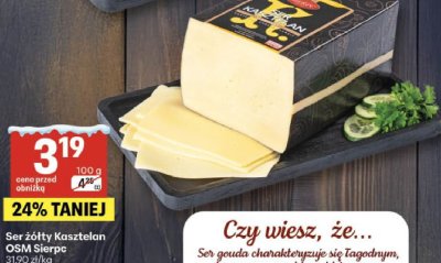 Ser żółty Kasztelan OSM Sierpc promocja w Delikatesy Centrum