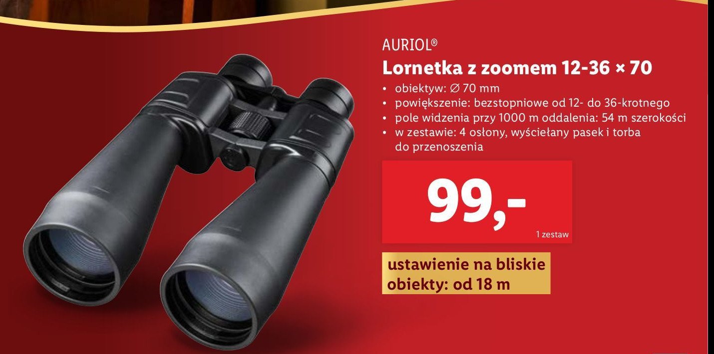 Lornetka 12-36 x 70 mm Auriol promocja