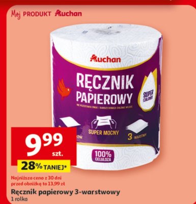 Ręcznik papierowy Auchan 3-warstwowy promocja w Auchan