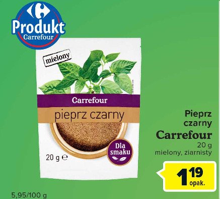 Pieprz czarny mielony Carrefour promocja