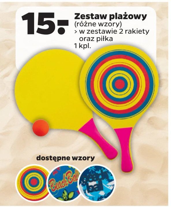 Zestaw plażowy: 2x rakietki drewniane + piłka KAYOBA promocja