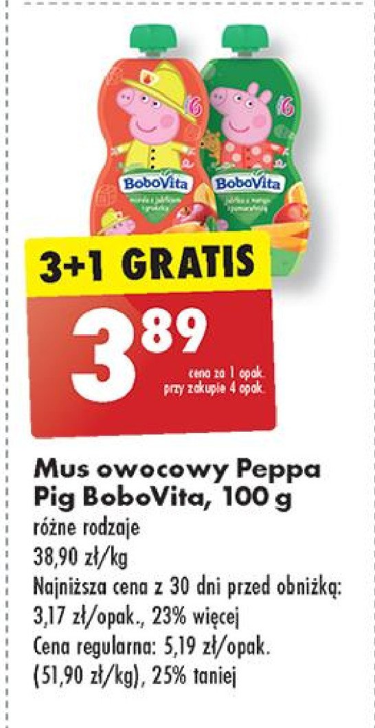 Mus peppa pig zielony Bobovita promocja