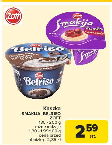 Ryż na mleku czekoladowy Zott belriso promocja w Carrefour Market