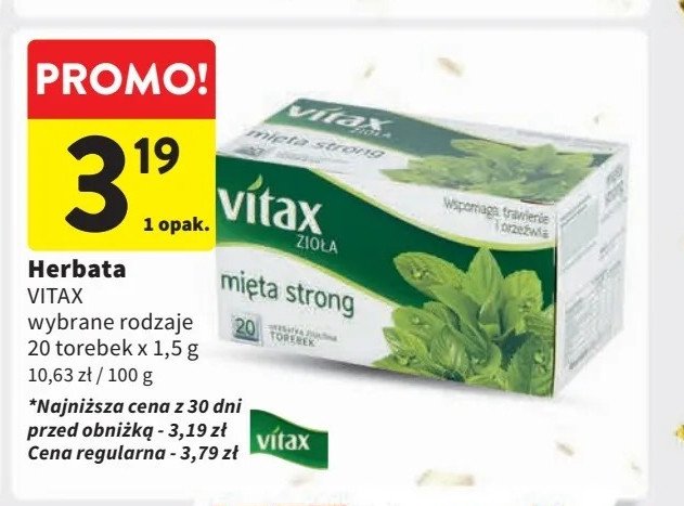 Herbata mięta strong Vitax zioła promocja