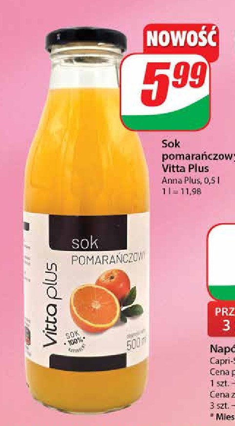 Sok pomarańczowy Vitta plus promocja w Dino