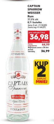 Rum Captain Sparrow Weisser 37,5% alk. 0,7 l butelka promocja w Kaufland
