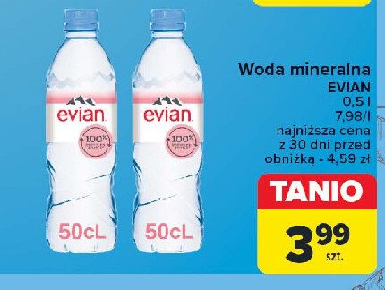 Woda niegazowana Evian promocja w Carrefour Market