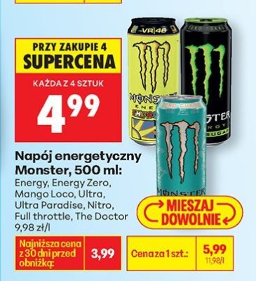 Napój energetyczny Monster Energy 500 ml promocja w Biedronka