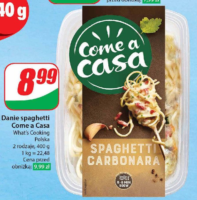 Spaghetti carbonara Come a casa promocja