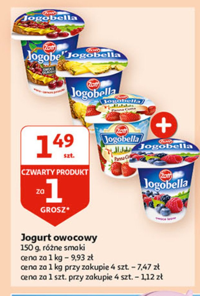 Jogurt wiśnia-czerwona porzeczka Zott jogobella owoce ogrodu promocja