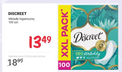 Wkładki higieniczne DISCREET Deo Waterlily Multiform XXXL PACK, 100 szt. promocja w Rossmann