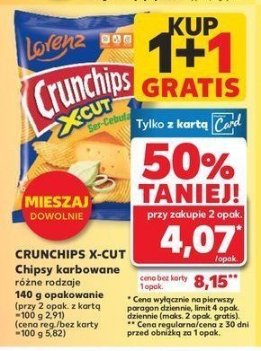Chipsy ser-cebula Crunchips x-cut Crunchips lorenz promocja